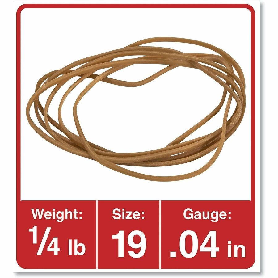 Universal Standard Rubber Bands - Size: #19 - 3.5" Length x 0.1" Width - Elastic - Rubber - Beige - 310 / Pack