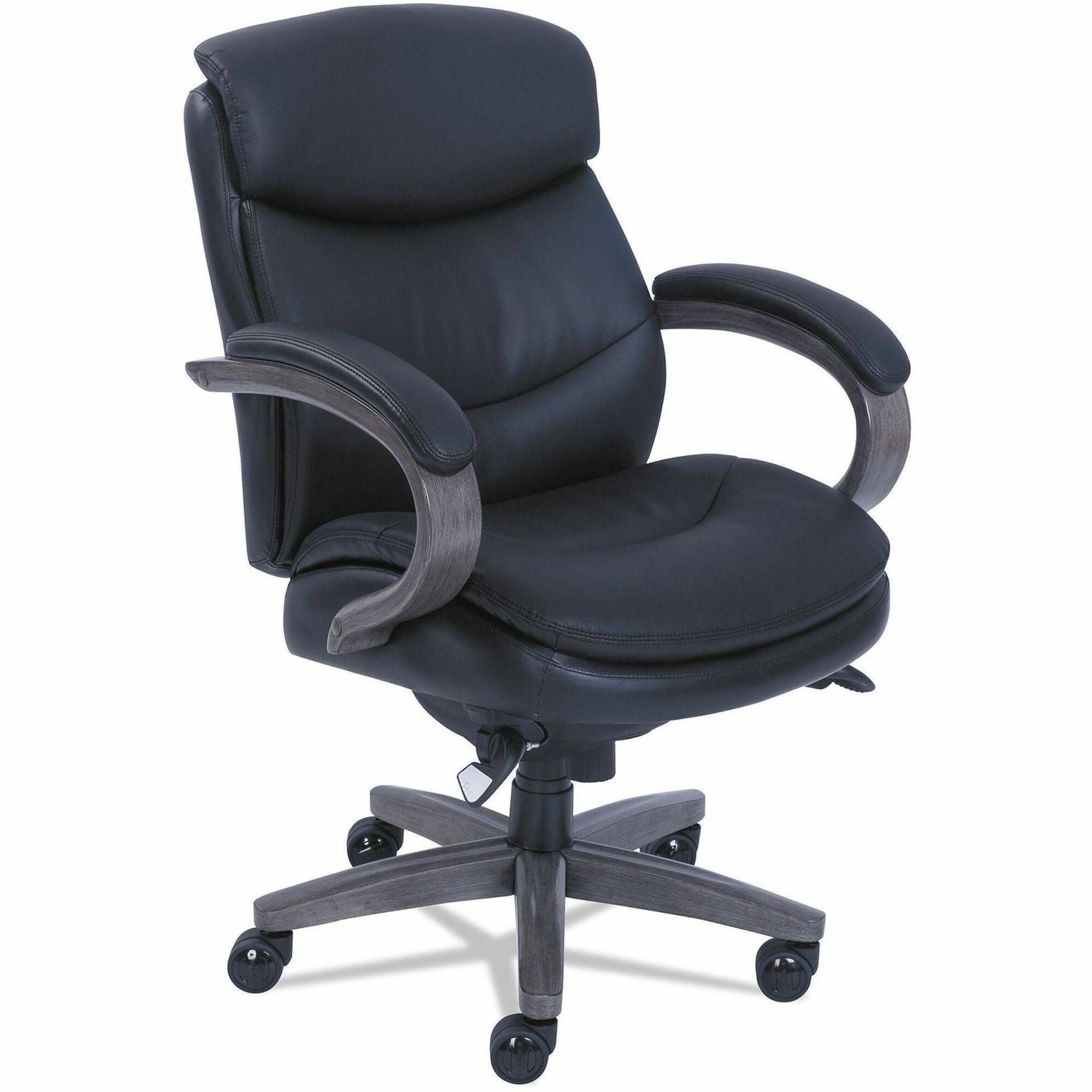 La-Z-Boy ComfortCore Chair - Black Seat Color - Memory Foam Seat Material - Black Back Color - Mid Back - Black - Bonded Leather - Armrest - 1 Each