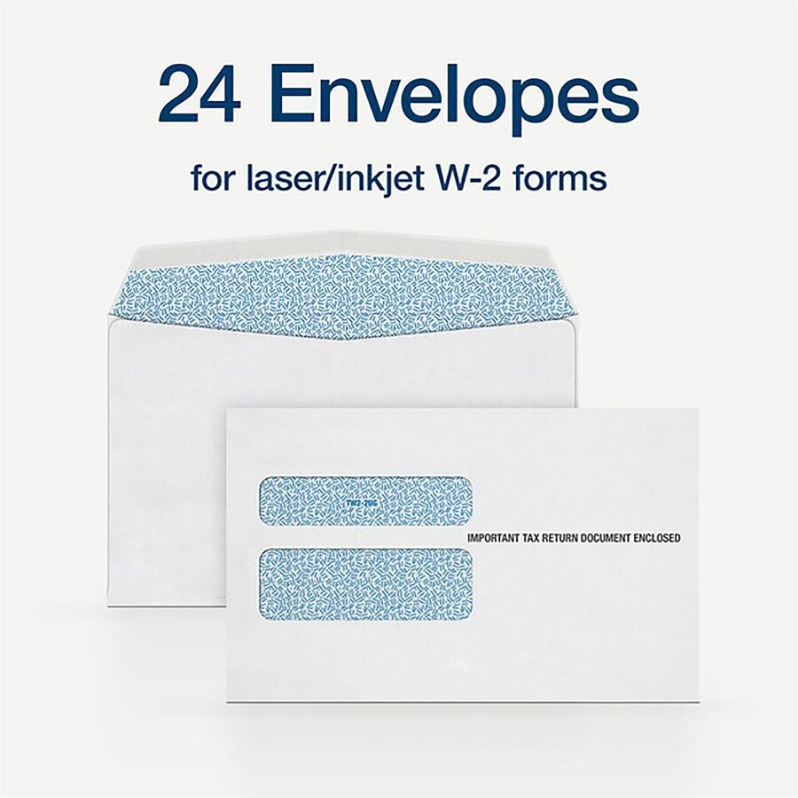 Adams W-2 Envelopes - 5 5/8" Width x 9" Length - 24 lb - Gummed Flap - White - Wove Paper - 24 / Pack