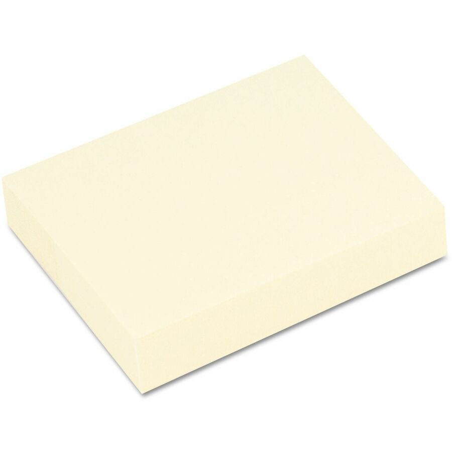 Universal Note Pad - 1 1/2" Flag/Note Width x 2" Flag/Note Length - Rectangle - 100 Sheets per Pad - Unruled - Yellow - Paper - Self-stick, Repositionable, Adhesive Backing - Recycled - 12 / Pack