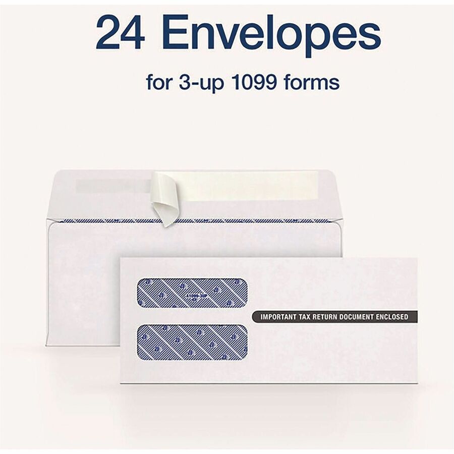 Adams Envelope - Security - 3 3/4" Width x 8 3/4" Length - 24 lb - Peel & Seal - White - Wove Paper - 24 / Pack