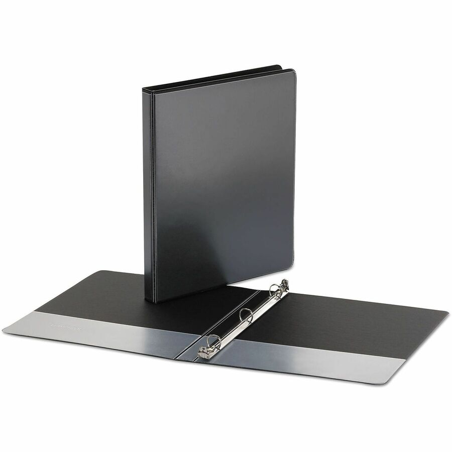 Universal Economy Round Ring View Binder, 3 Rings, 0.5" Capacity, 11 x 8.5, Black - 1/2" Binder Capacity - 100 Sheet Capacity - 3 Ring(s) - Fastener(s): Ring - Pocket(s): 2, Inside Front & Back - Polypropylene - Black - Non-stick - 1 Each
