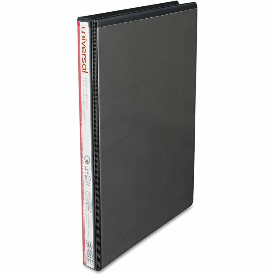 Universal Economy Round Ring View Binder, 3 Rings, 0.5" Capacity, 11 x 8.5, Black - 1/2" Binder Capacity - 100 Sheet Capacity - 3 Ring(s) - Fastener(s): Ring - Pocket(s): 2, Inside Front & Back - Polypropylene - Black - Non-stick - 1 Each