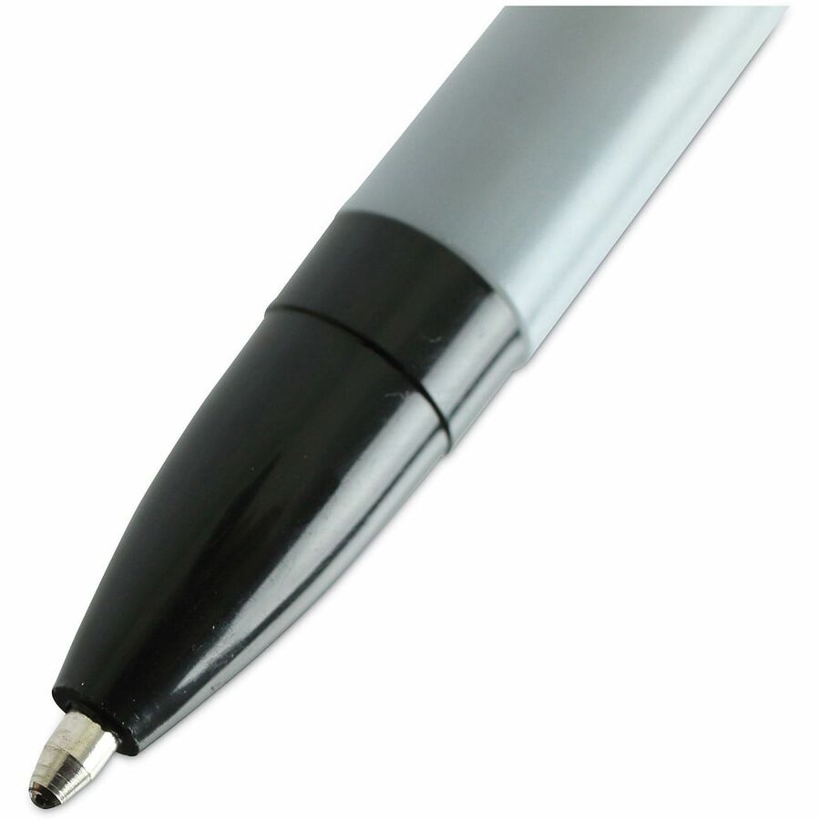Universal Ballpoint Pen - 1 mm Medium, Conical Pen Point - Black Ink - Oil Based - Gray Stick, Black Barrel - Office - 1 Dozen