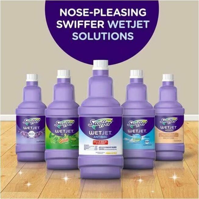Swiffer WetJet Wood Floor Cleaner Solution Refill - For Wood Floor - 40.6 fl oz (1.3 quart) - Recommended For: Bacteria Remover, Dirt Remover, Grime Remover - Quick Drying - Purple - 1 Bottle