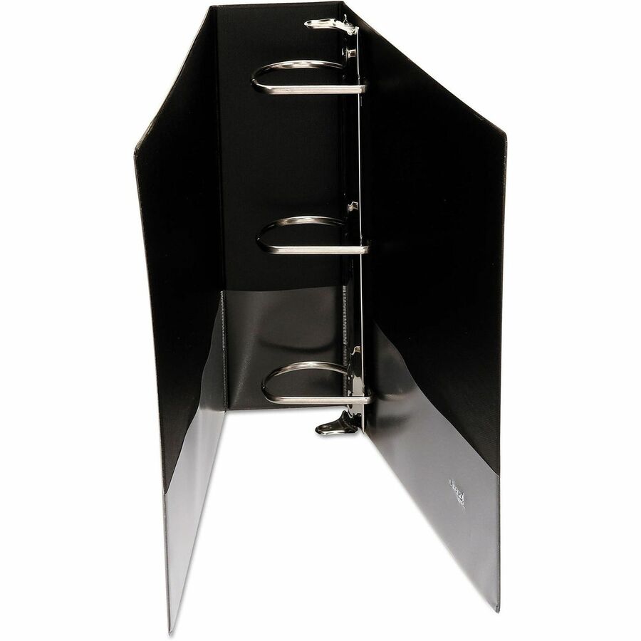 Universal Slant D-Ring View Binder, 3 Rings, 3" Capacity, 11 x 8.5, Black - 3" Binder Capacity - 600 Sheet Capacity - 3 Ring(s) - Fastener(s): Ring - Pocket(s): 2, Inside Front & Back - Polypropylene - Black - Non-stick - 1 Each