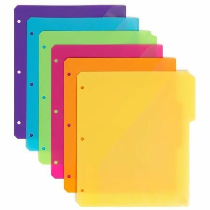 Smead Index Divider - Assorted Tab(s) - 1/3 - Letter - 8.50" Width x 11" Length - 3 Hole Punched - Yellow, Orange, Pink, Green, Blue, Purple Divider - Poly Tab(s) - Acid-free, Hole-punched, Heavyweight, Durable, Pocket, Tear Resistant, Water Resistant ...