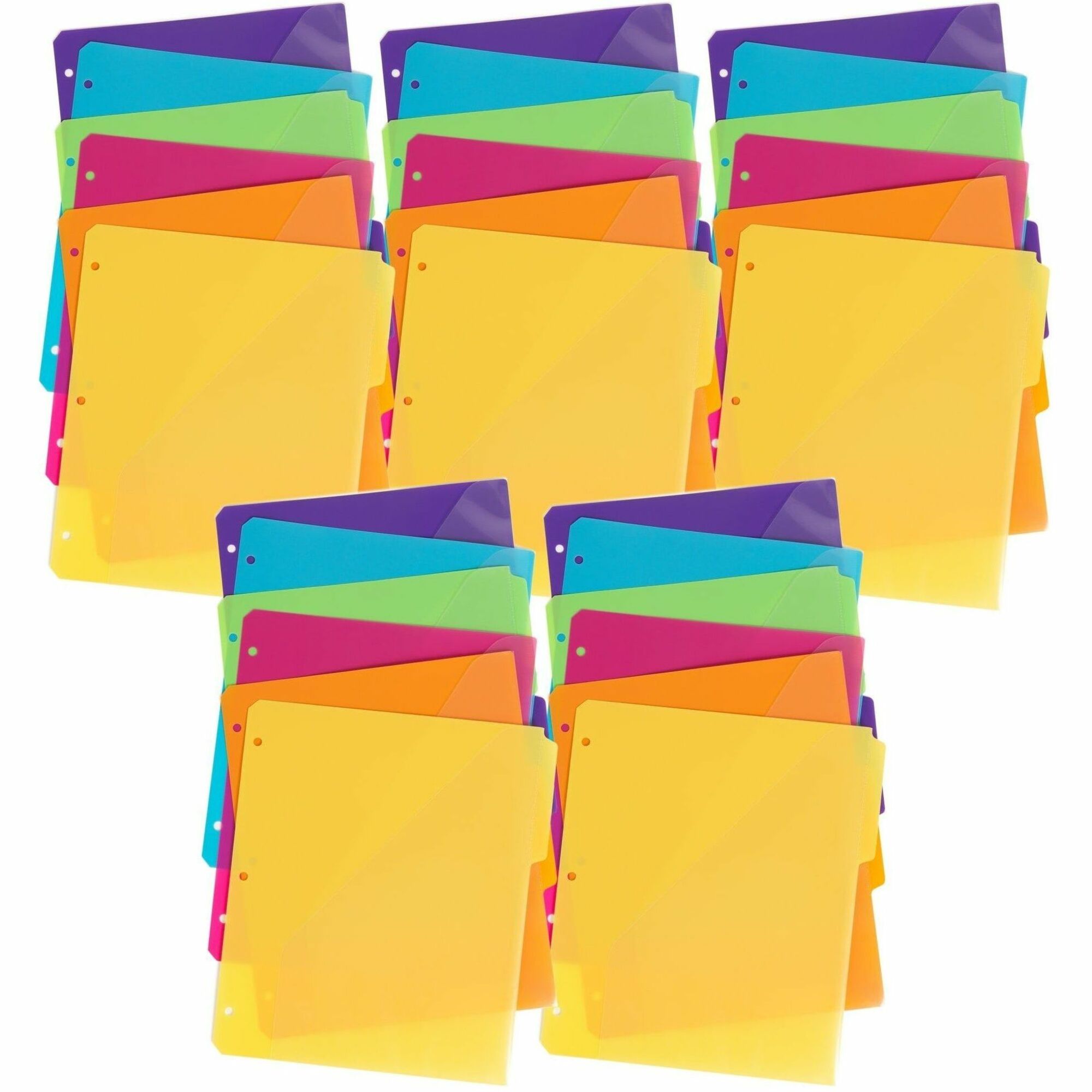 Smead Index Divider - Assorted Tab(s) - 1/3 - Letter - 8.50" Width x 11" Length - 3 Hole Punched - Yellow, Orange, Pink, Green, Blue, Purple Divider - Poly Tab(s) - Acid-free, Hole-punched, Heavyweight, Durable, Pocket, Tear Resistant, Water Resistant ...