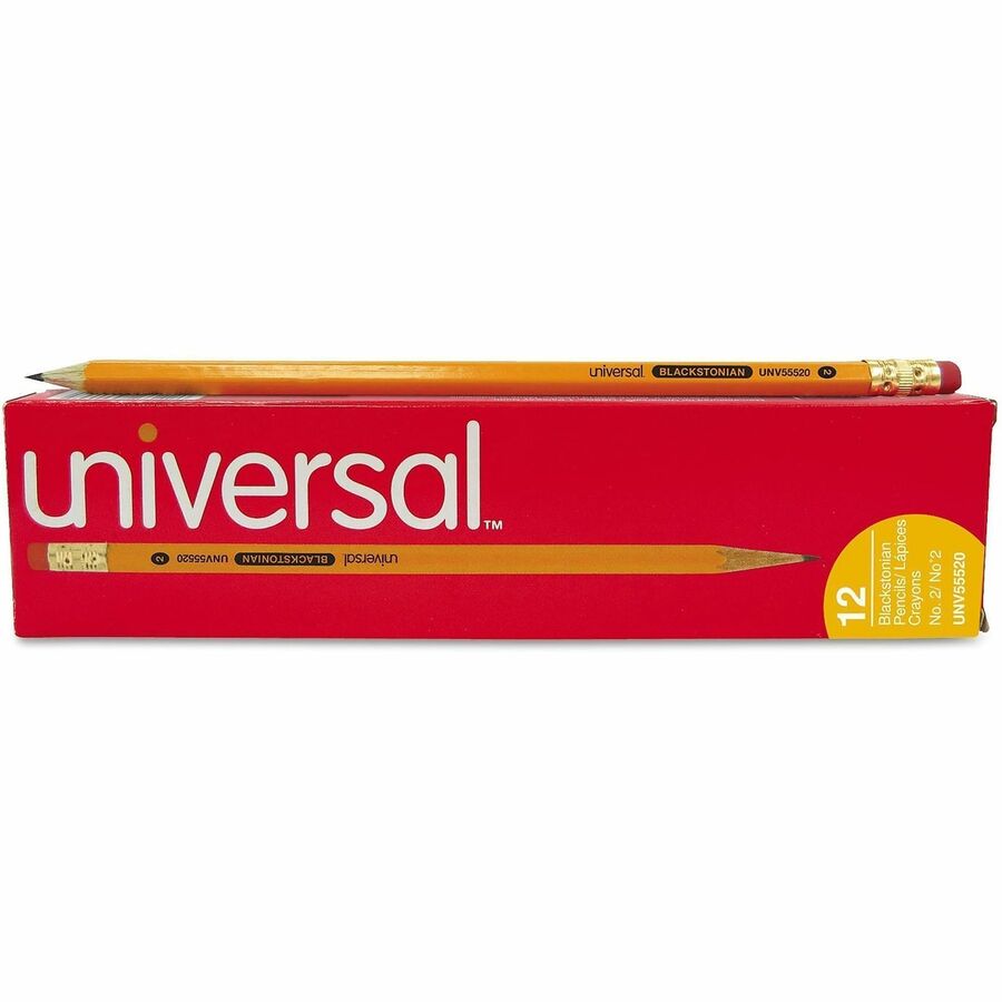 Universal Wood Pencil - Black Lead - HB/#2 - Yellow Wood Barrel - 1 Dozen