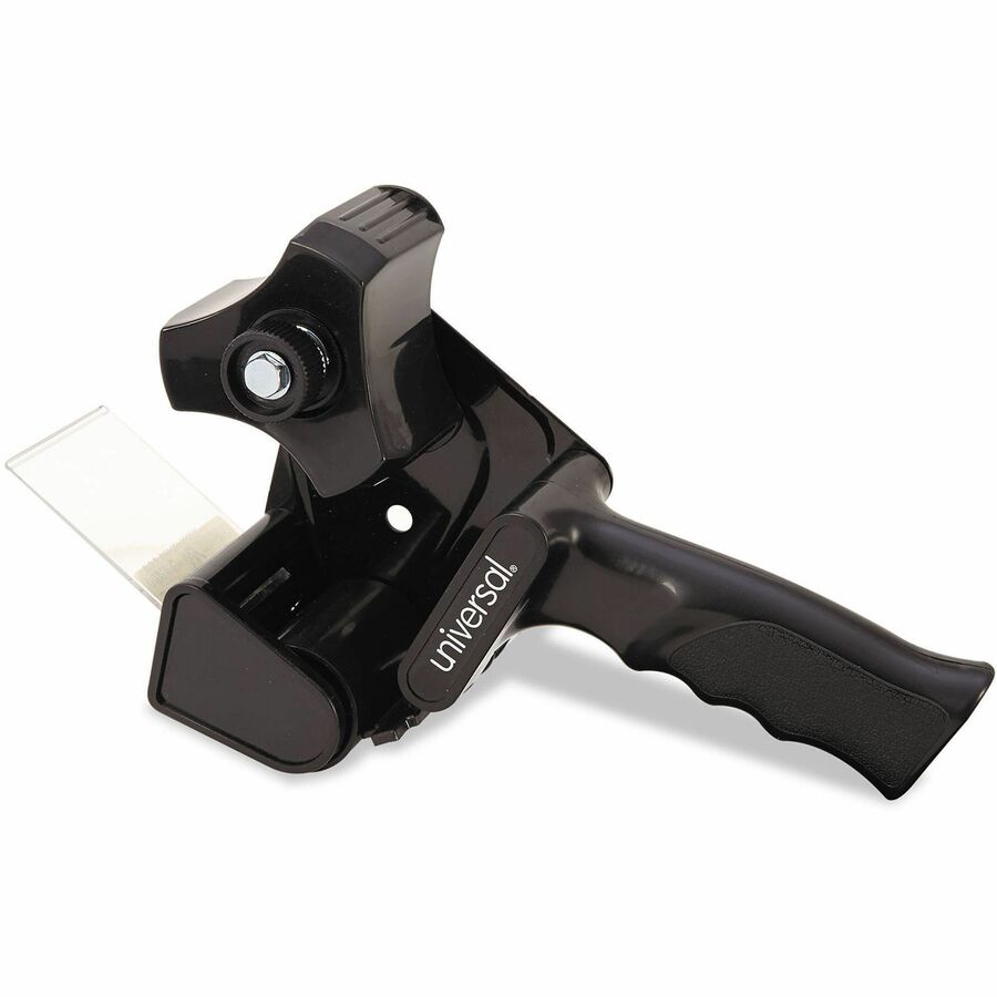 Universal Handheld Tape Dispenser - 3" Core - Adjustable Tension Mechanism, Adjustable Braking Mechanism - Metal, Plastic - Black - 1 Each