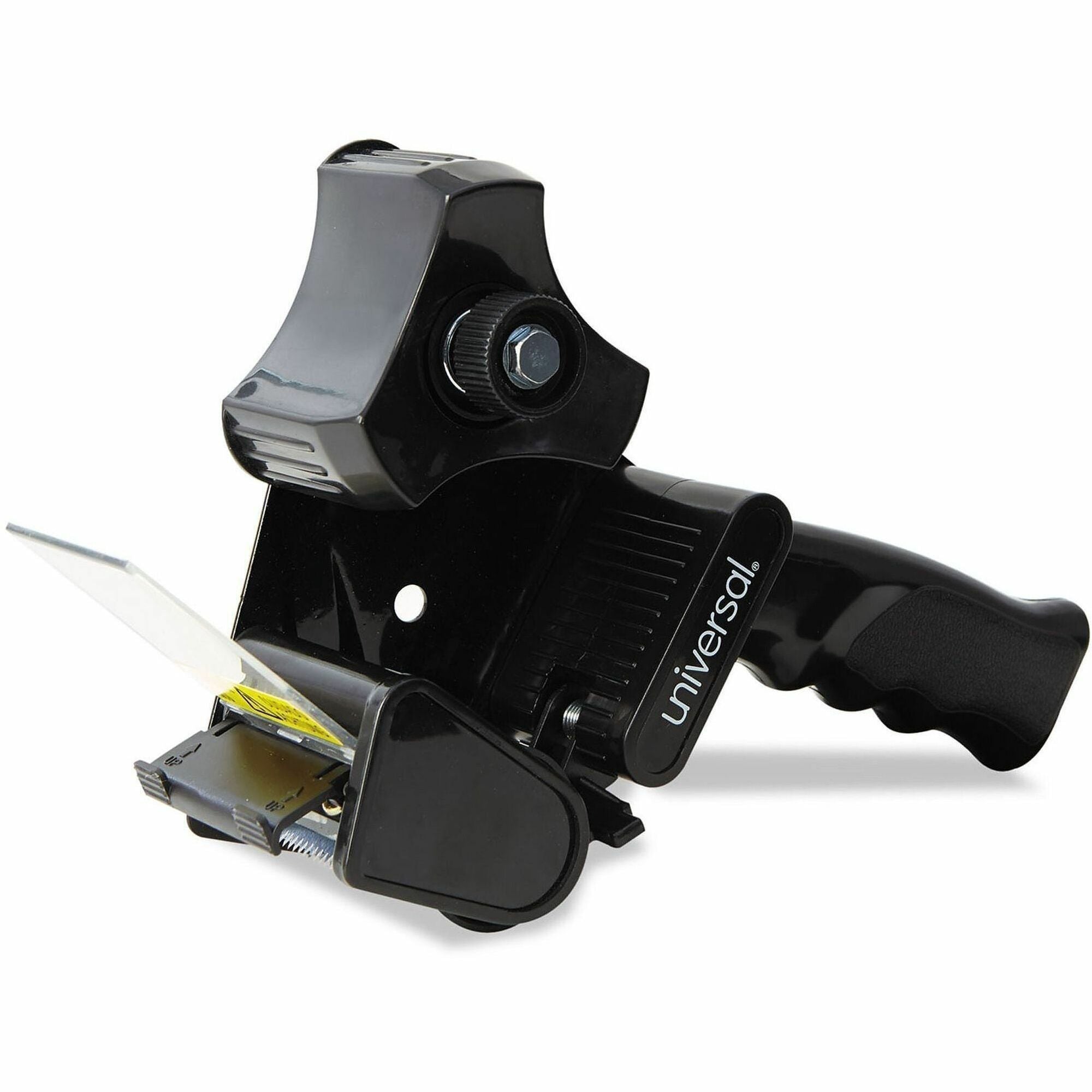 Universal Handheld Tape Dispenser - 3" Core - Adjustable Tension Mechanism, Adjustable Braking Mechanism - Metal, Plastic - Black - 1 Each