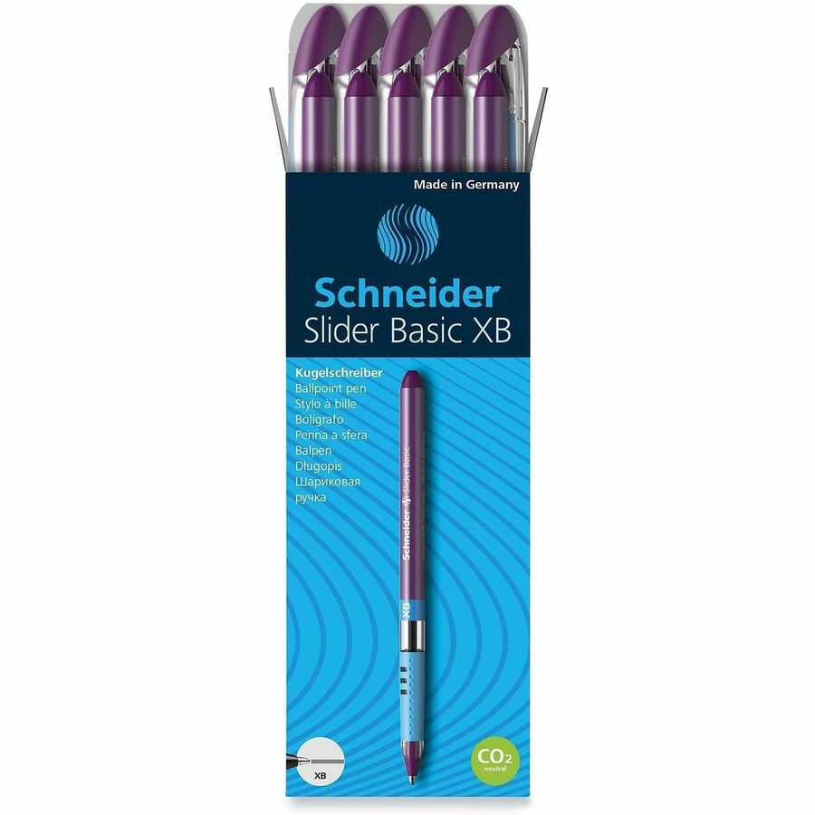 Rediform Slider Basic XB Ballpoint Pen - 1.4 mm Extra Bold Pen Point - Violet Ink - Transparent Barrel - Stainless Steel Tip - Document, Writing - 10 / Box