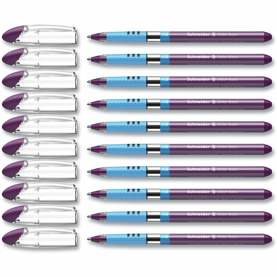 Rediform Slider Basic XB Ballpoint Pen - 1.4 mm Extra Bold Pen Point - Violet Ink - Transparent Barrel - Stainless Steel Tip - Document, Writing - 10 / Box