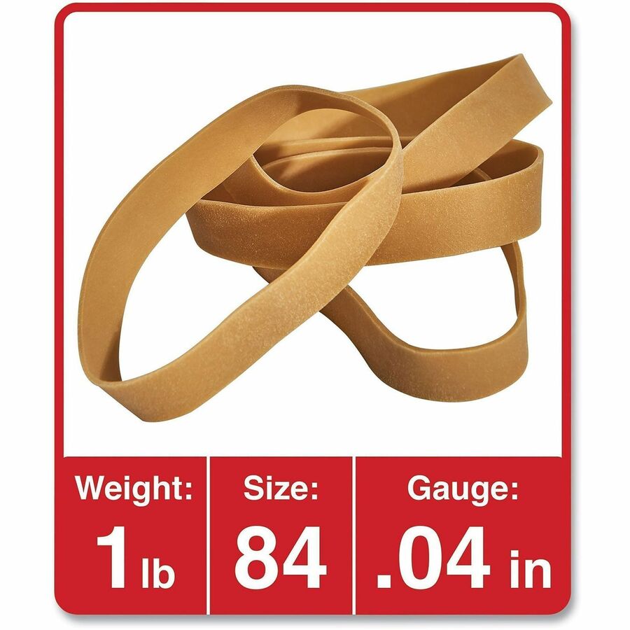 Universal Standard Rubber Bands - Size: #84 - 3.5" Length x 0.5" Width - Elastic - Rubber - Beige - 155 / Pack