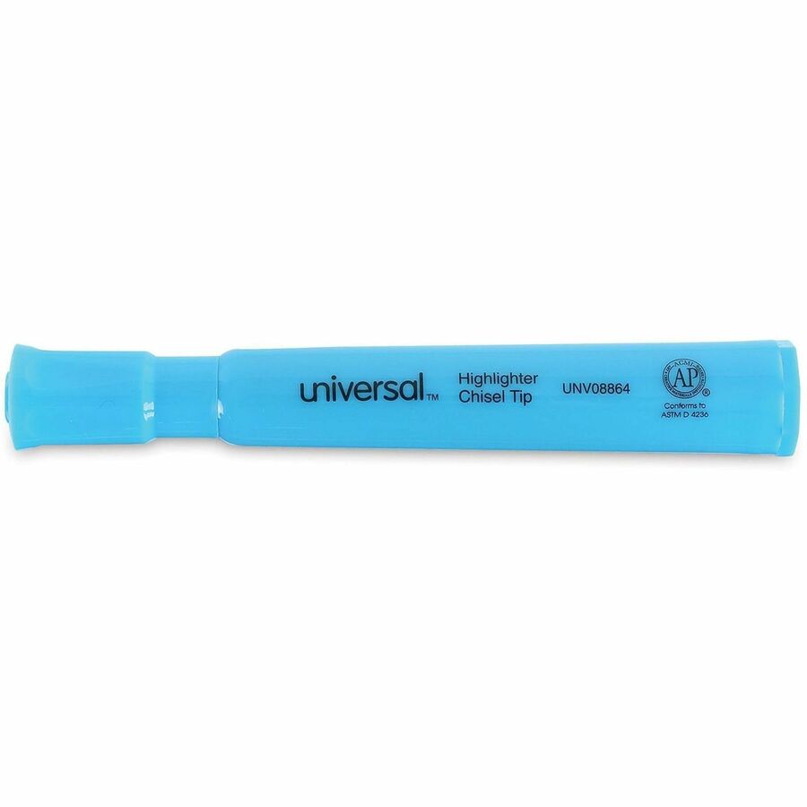 Universal Highlighter - Chisel Marker Point - Fluorescent Blue Ink - Blue Barrel - 1 Dozen