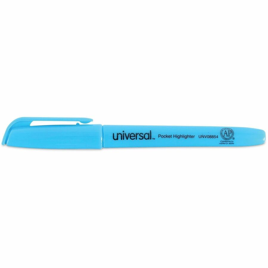 Universal Highlighter - Chisel, Broad, Narrow Marker Point - Fluorescent Blue Ink - Blue Barrel - 1 Dozen