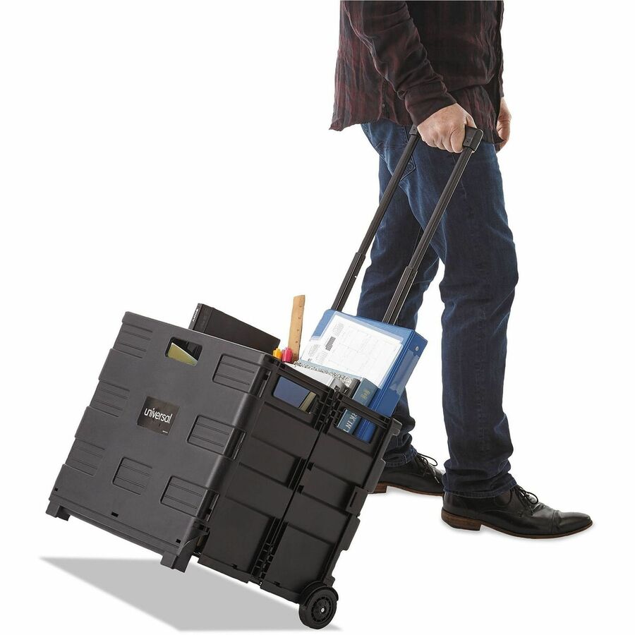 Universal Collapsible Mobile Storage Crate, Plastic, 18.25 x 15 x 18.25 to 39.37, Black - External Dimensions: 18.3" Width x 15" Depth x 39.4" Height - Plastic - Black - 1 Each
