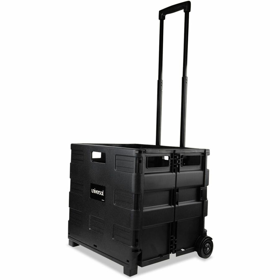 Universal Collapsible Mobile Storage Crate, Plastic, 18.25 x 15 x 18.25 to 39.37, Black - External Dimensions: 18.3" Width x 15" Depth x 39.4" Height - Plastic - Black - 1 Each