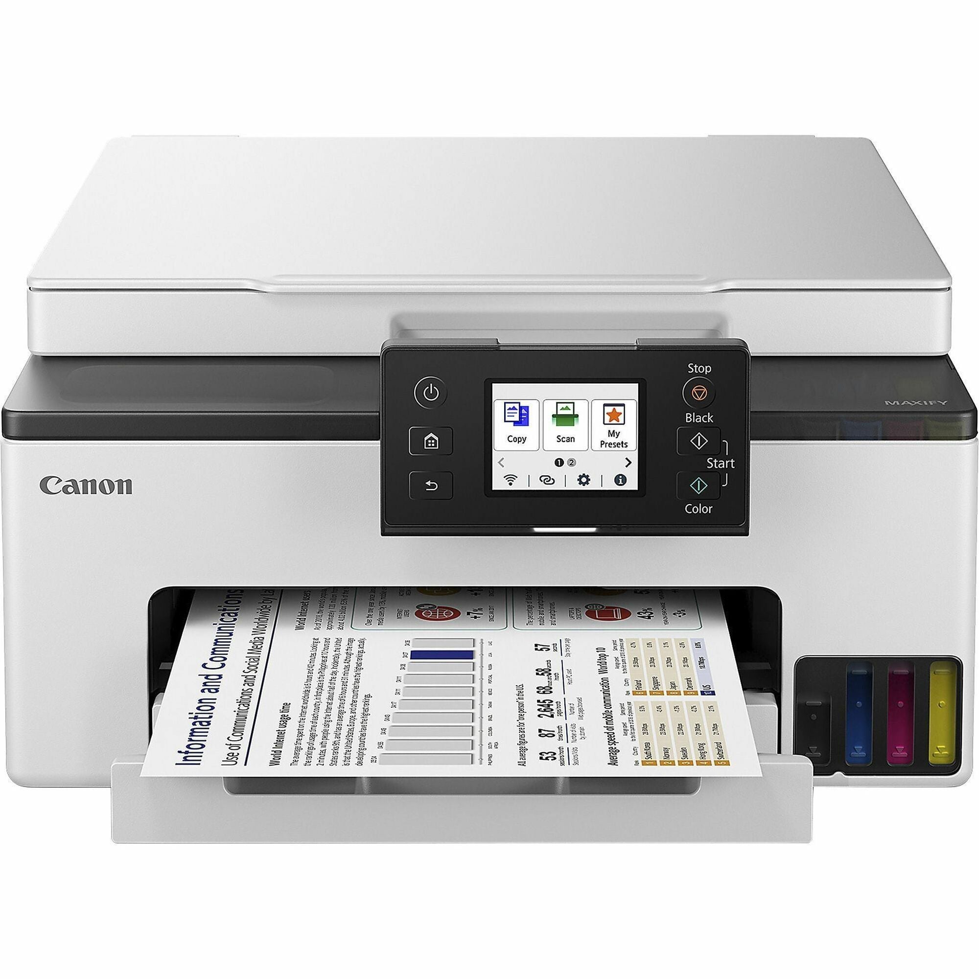 Canon MAXIFY GX1020 Wired & Wireless MegaTank Inkjet Multifunction Printer - Color - White - Copier/Printer/Scanner - 600 x 1200 dpi Print - Up to 27000 Pages Monthly - Flatbed Scanner - Ethernet - Wireless LAN - Canon PRINT Application, Apple AirPrint...