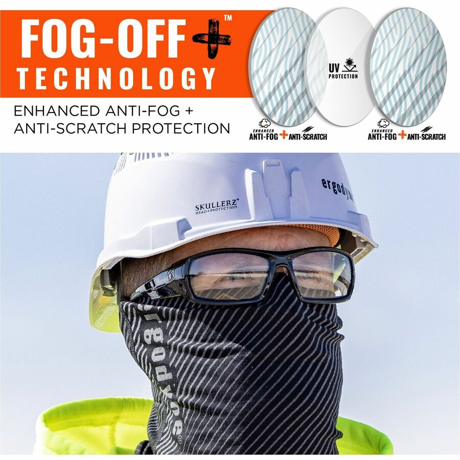 Ergodyne Odin Anti-Scratch/Anti-Fog Safety Glasses - Recommended for: Eye, Indoor - Fog, Impact, Ultraviolet, Sun, UVA, UVB, UVC Protection - Rubber - Translucent Lens - Matte Black Frame - Anti-scratch, Anti-fog, Impact Resistant, Durable, Non-slip, S...