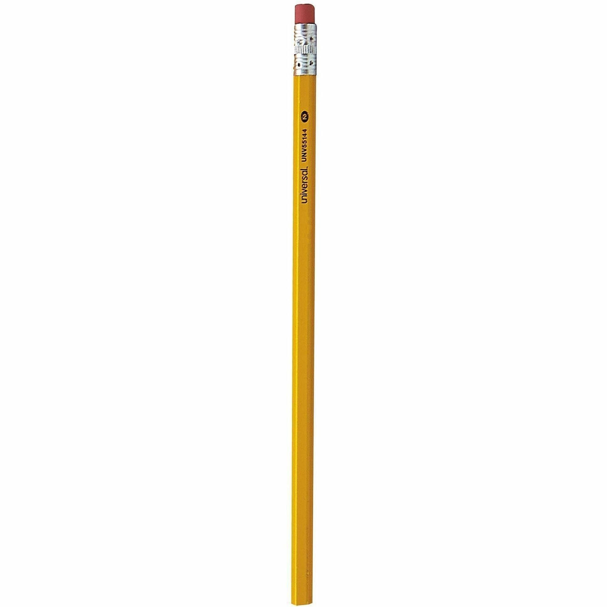 Universal Wood Pencil - Black Lead - HB/#2 - Yellow Wood Barrel - 144/Box - 1 Pack