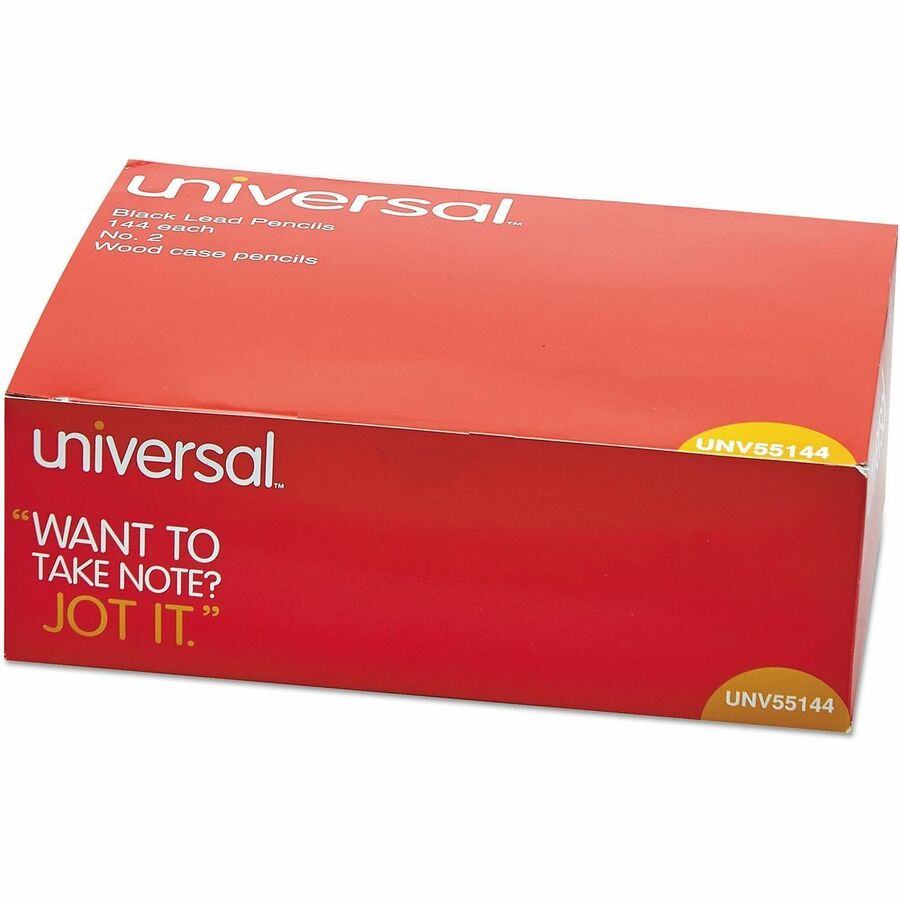 Universal Wood Pencil - Black Lead - HB/#2 - Yellow Wood Barrel - 144/Box - 1 Pack