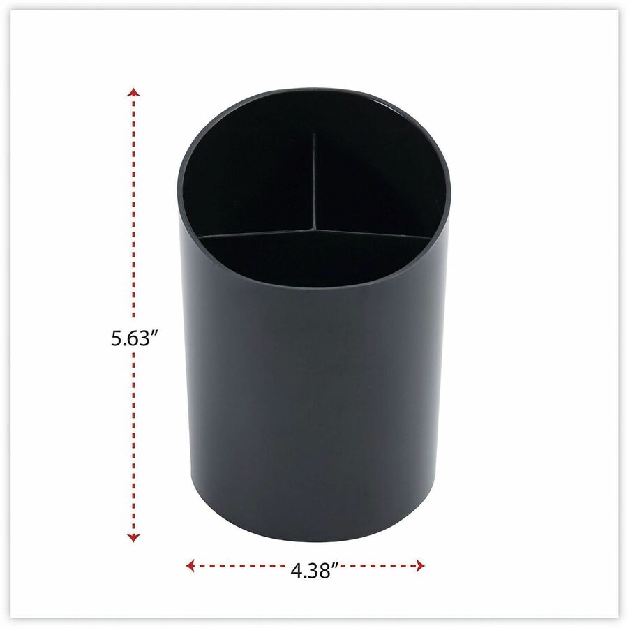 Universal Pencil Holder - 5.6" Height x 4.4" Width x 4.3" Depth - Plastic - Black - Recyclable, Compact, Sturdy - 1 Each