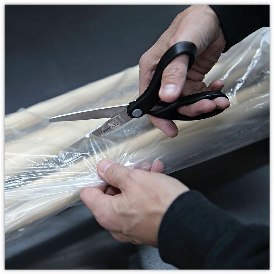 Universal Scissors - 3.75" Cutting Length - 8" Overall Length - Straight-left/right - Stainless Steel - Pointed Tip - Stainless Steel, Black - 1 Each
