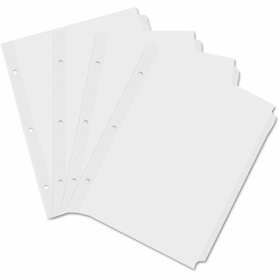 Universal Customizable Index Dividers - Side Tab(s) - 5 Tab(s)/Set - 8.5" Divider Width x 11" Divider Length - 3 Hole Punched - White Ledger Stock Divider - White Ledger Stock Tab(s) - Customizable, Punched, Reinforced Edges, Durable, Tear Proof - 36 Set