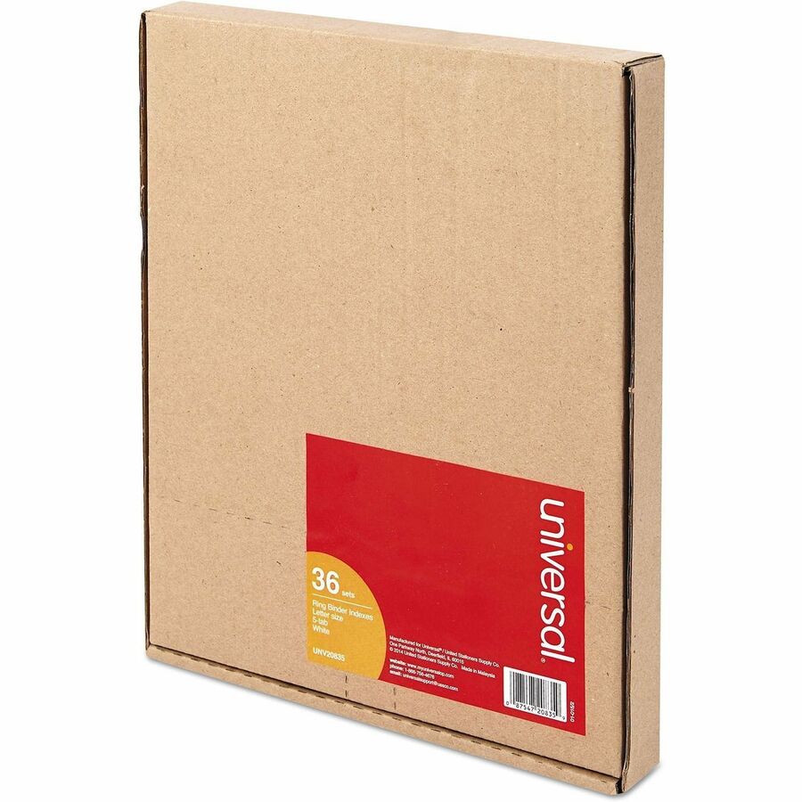 Universal Customizable Index Dividers - Side Tab(s) - 5 Tab(s)/Set - 8.5" Divider Width x 11" Divider Length - 3 Hole Punched - White Ledger Stock Divider - White Ledger Stock Tab(s) - Customizable, Punched, Reinforced Edges, Durable, Tear Proof - 36 Set