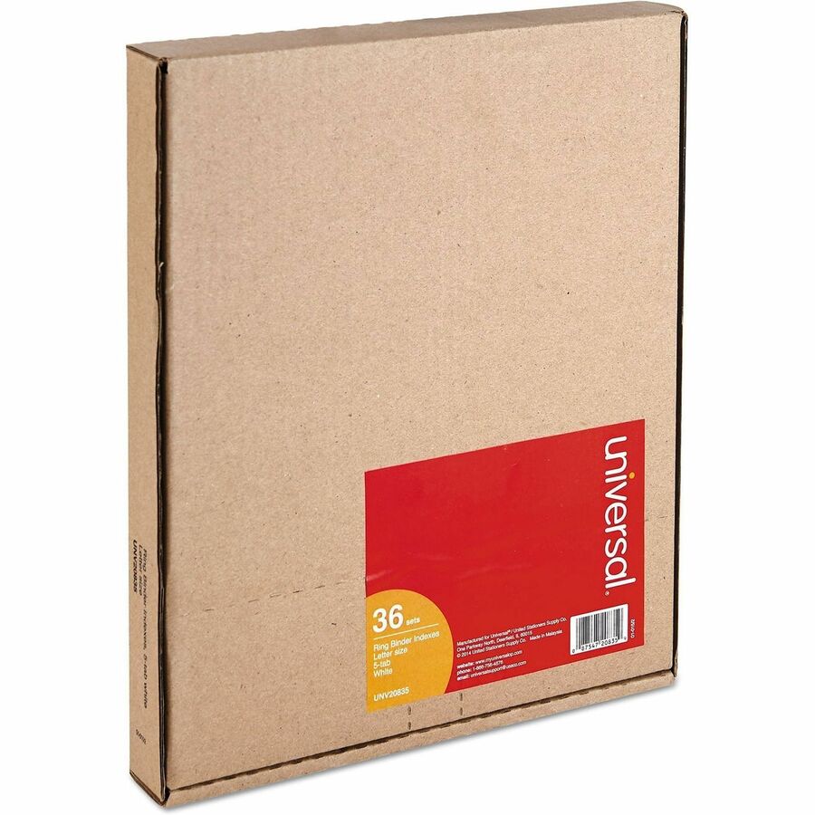 Universal Customizable Index Dividers - Side Tab(s) - 5 Tab(s)/Set - 8.5" Divider Width x 11" Divider Length - 3 Hole Punched - White Ledger Stock Divider - White Ledger Stock Tab(s) - Customizable, Punched, Reinforced Edges, Durable, Tear Proof - 36 Set