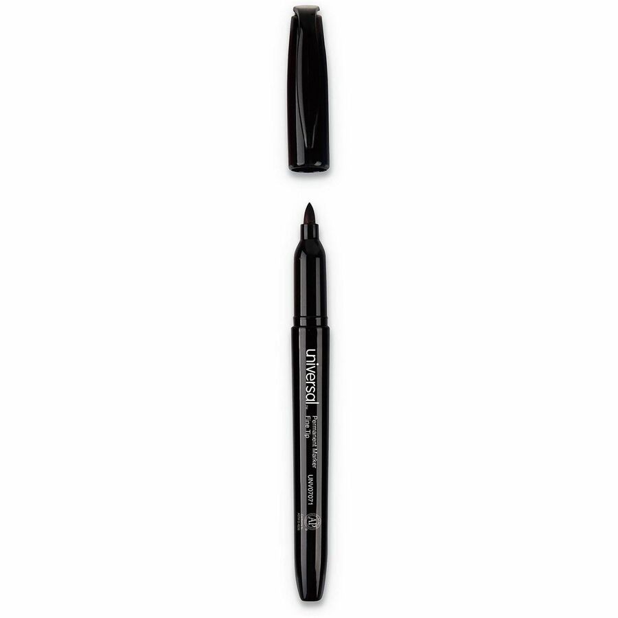 Universal Permanent Marker - Fine, Bullet Marker Point - Black Ink - Writing, Sketching, Classroom - 1 Dozen