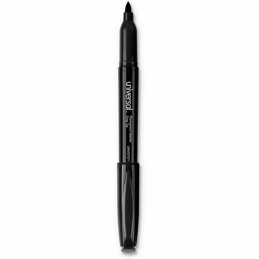 Universal Permanent Marker - Fine, Bullet Marker Point - Black Ink - Writing, Sketching, Classroom - 1 Dozen