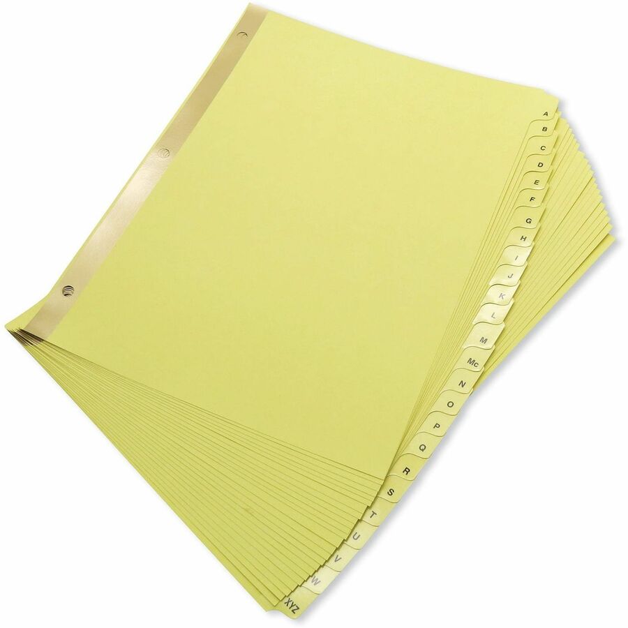 Universal Printed Alpha Index Dividers - 25 x Divider(s) - 25 Printed Side Tab(s) - Alphabet - A-Z - 25 Tab(s)/Set - 8.5" Divider Width x 11" Divider Length - 3 Hole Punched - Buff Paper Divider - Clear Buff Plastic, Paper Tab(s) - Pre-printed, Reinfor...