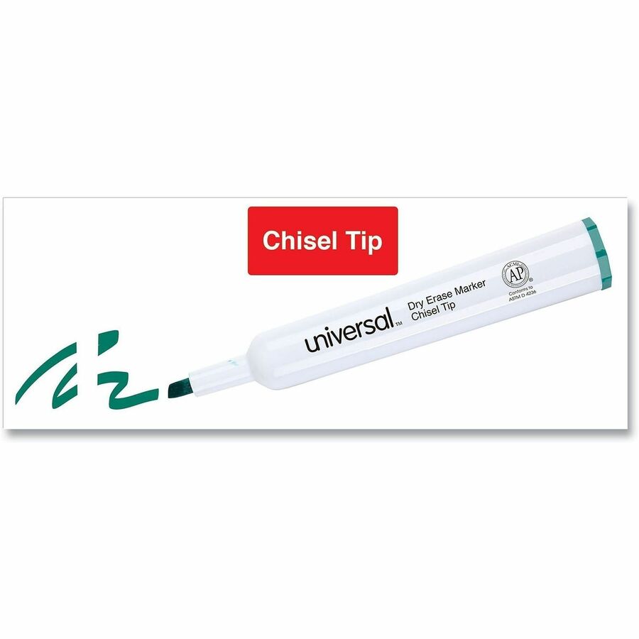 Universal Dry Erase Marker - Broad Chisel Marker Point - Erasable - Green Ink - Dry - Glass, Classroom, Home, Office - 1 Dozen
