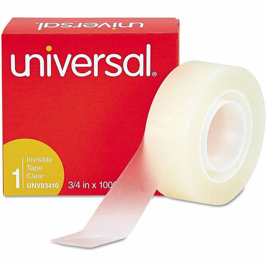 Universal Invisible Tape, 1" Core, 0.75" x 83.33 ft, Clear, 6/Pack - 27.78 yd Length x 0.75" Width x 2 mil Thickness - 1" Core - Matte - Clear - Acrylic - Plastic Backing - 6 / Pack