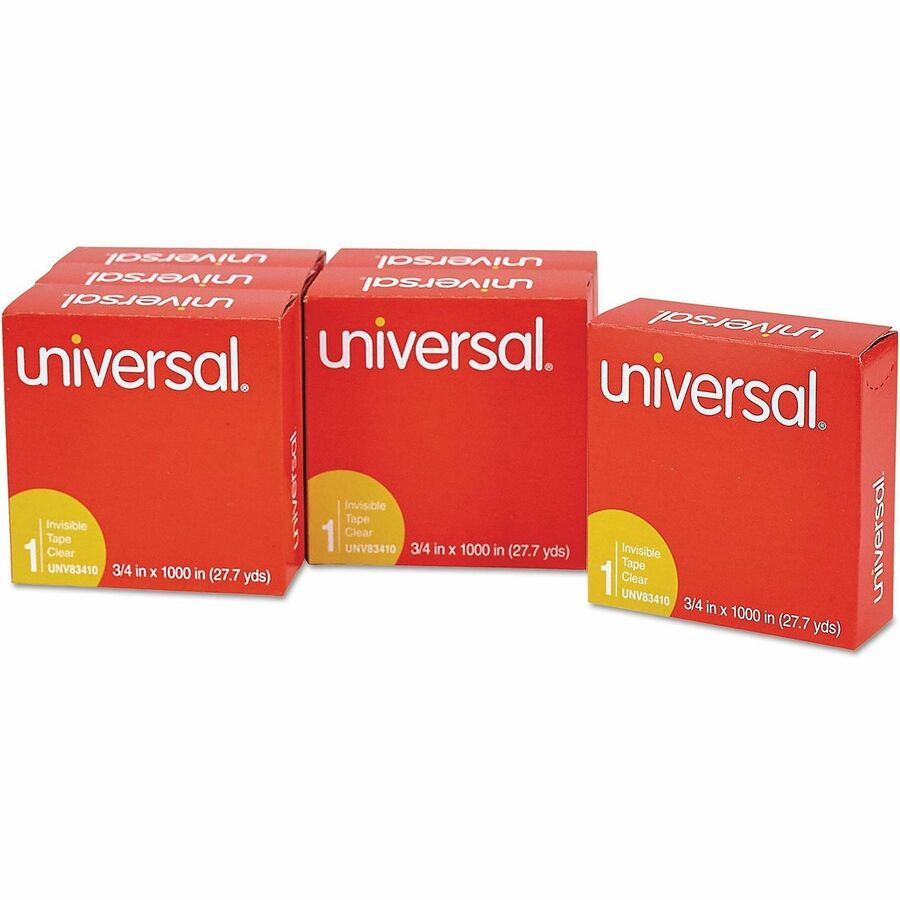 Universal Invisible Tape, 1" Core, 0.75" x 83.33 ft, Clear, 6/Pack - 27.78 yd Length x 0.75" Width x 2 mil Thickness - 1" Core - Matte - Clear - Acrylic - Plastic Backing - 6 / Pack