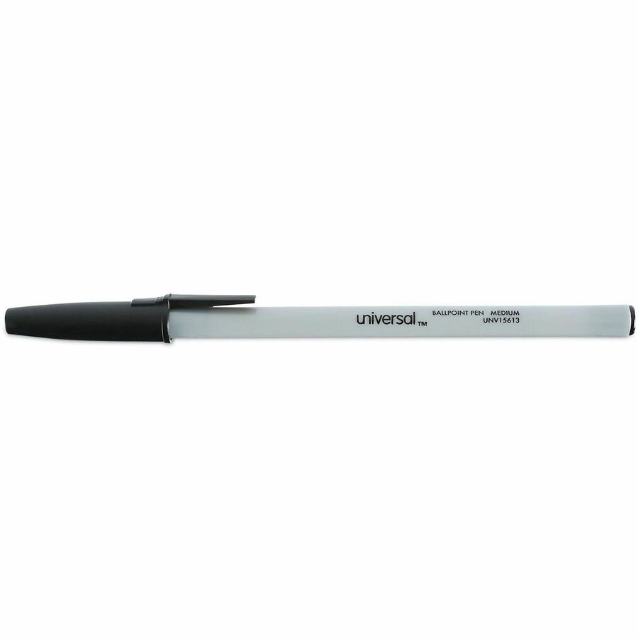 Universal Ballpoint - 1 mm Medium, Conical Pen Point - Black Ink - Oil Based - Gray Stick, Black Barrel - Office - 60 / Pack