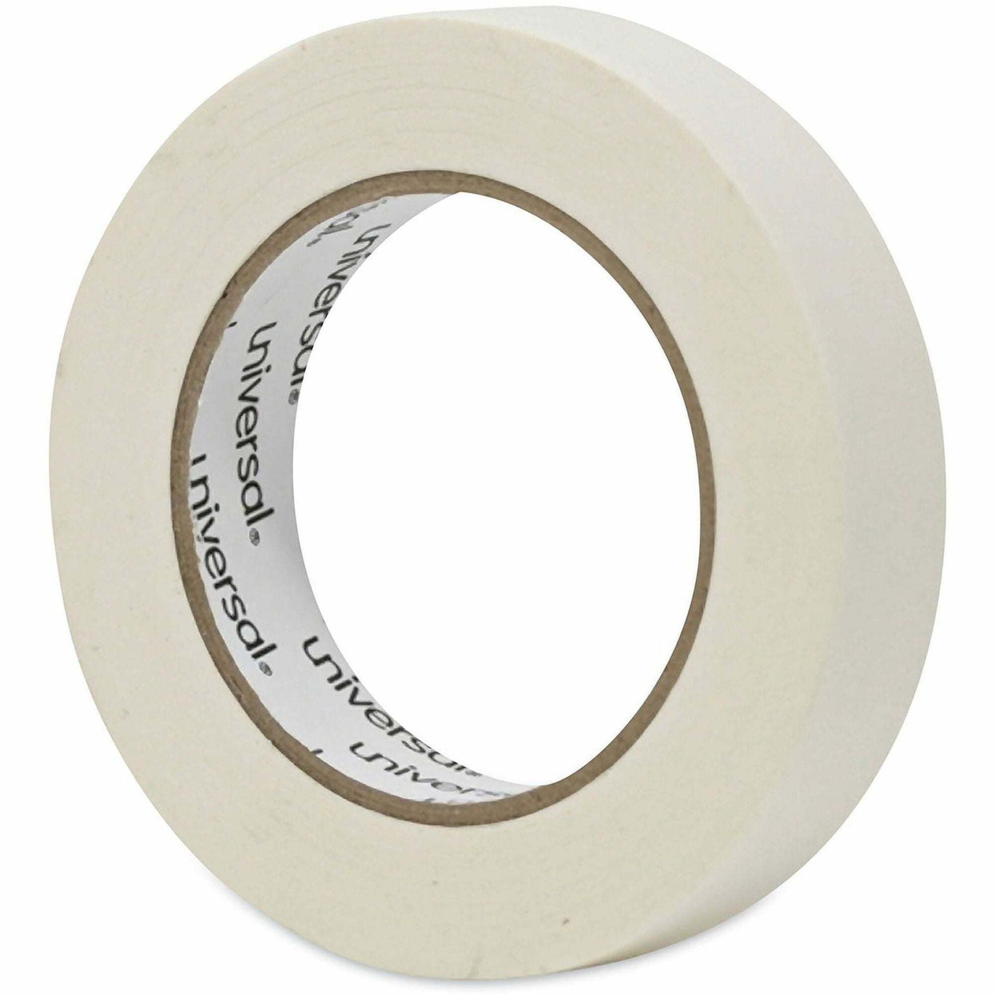 Universal General-Purpose Masking Tape, 3" Core, 24 mm x 54.8 m, Beige, 3/Pack - 59.93 yd Length x 0.94" Width x 5.5 mil Thickness - 3" Core - Beige - Natural Rubber - Crepe Paper Backing - 3 / Pack