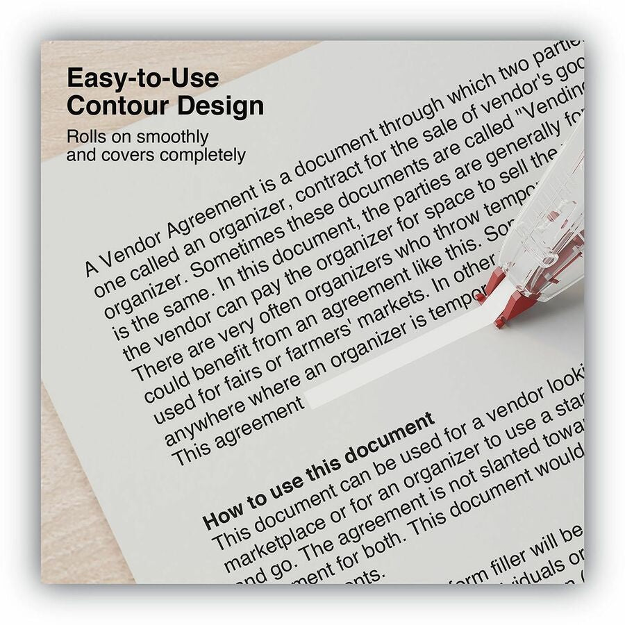 Universal Correction Tape - 0.20" Tape Width x 26.25 ft Tape Length - 1 Line(s) - White Tape - Clear, Red Dispenser - Easy to Use, Comfortable, Non-refillable - Plastic, Film - 2 / Pack