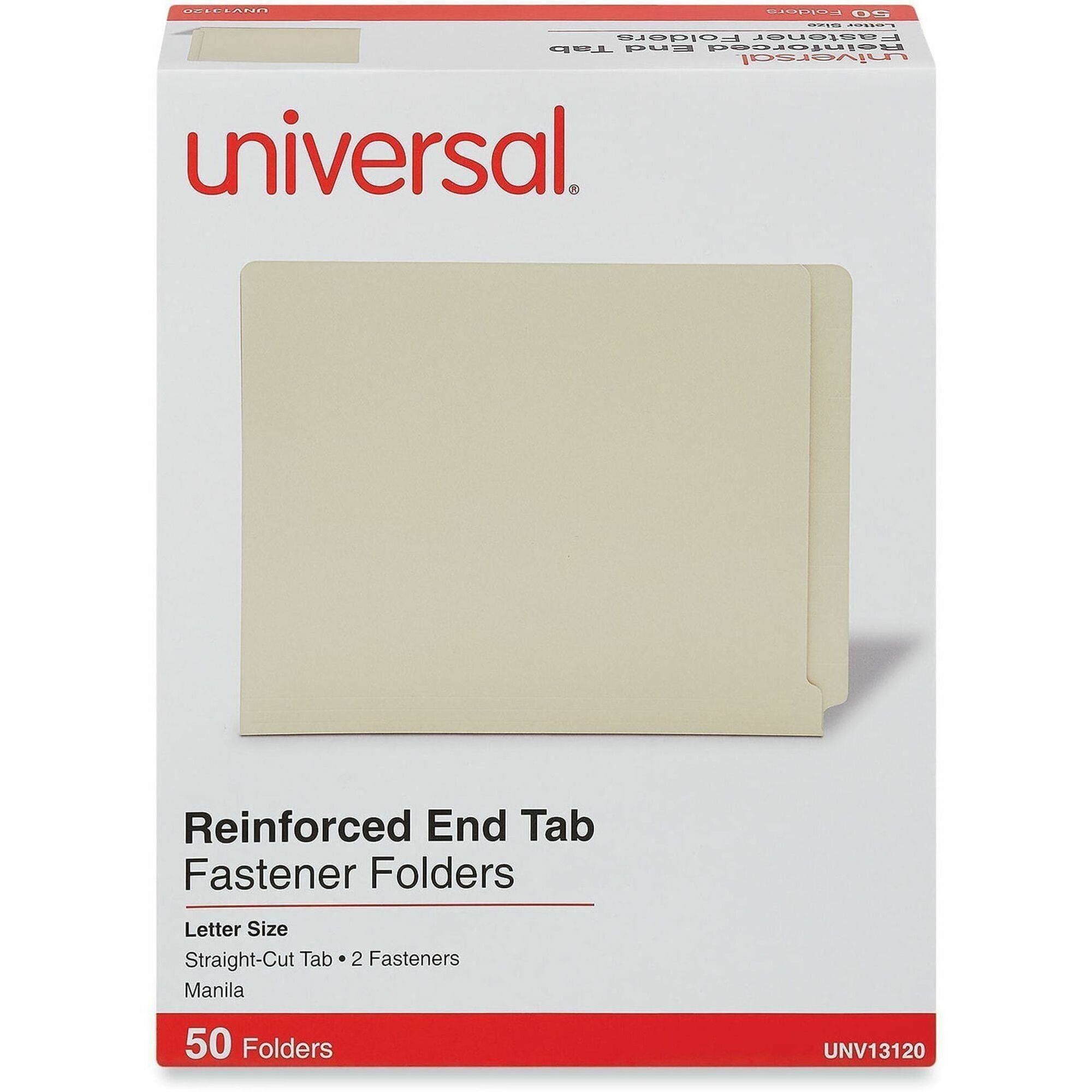 Universal Straight Tab Cut Letter Classification Folder - 3/4" Expansion - 2 Fastener(s) - 2" Fastener Capacity - End Tab Location - Manila - 50 / Box
