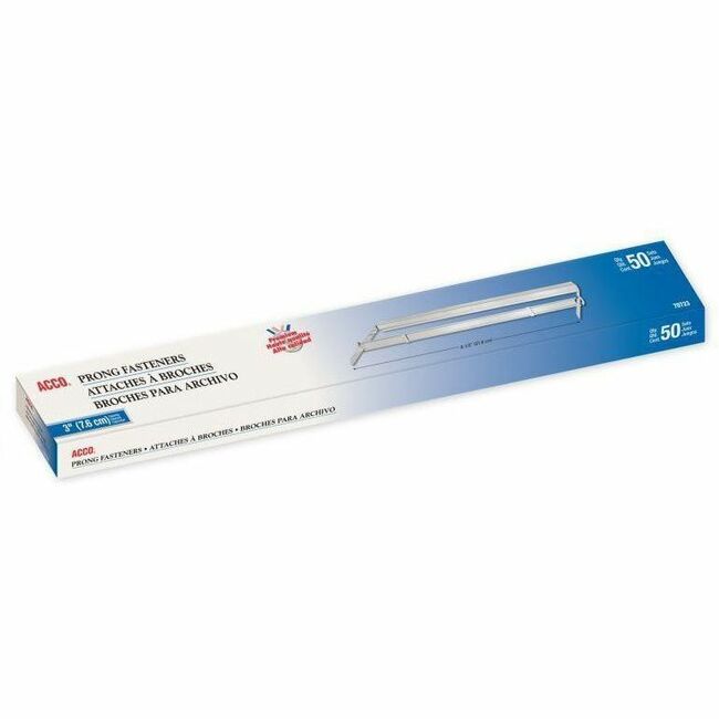 ACCO Paper Fastener - 8.3" Length - 3" Size Capacity - for Sheet, Binding - Smooth - Silver - 1 Box