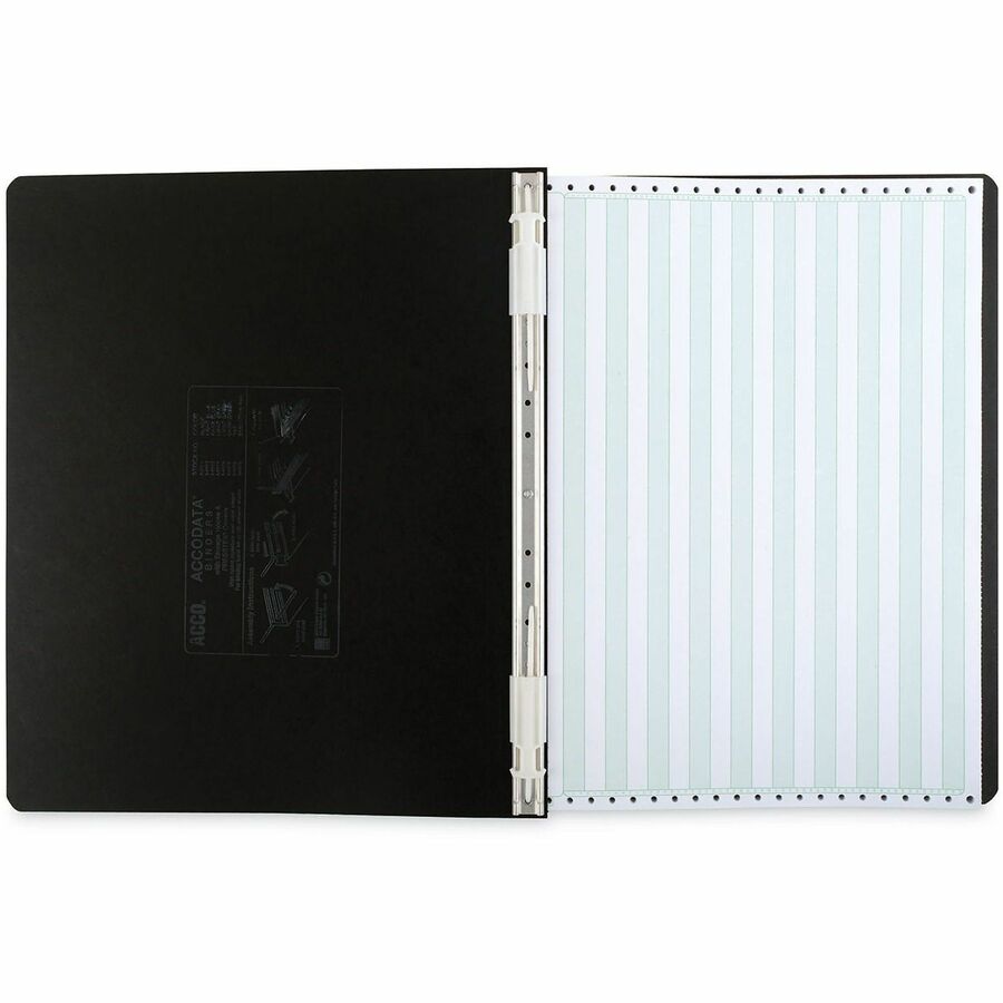 ACCO 14-7/8"x11" Presstex Hanging Data Binder - 6" Binder Capacity - Fastener(s): Post - Presstex, Acrylic, Nylon - Black - Hook, Water Resistant, Retractable Filing Hooks, Flexible, Hanging System, Embossed, Moisture Resistant - 1 Each