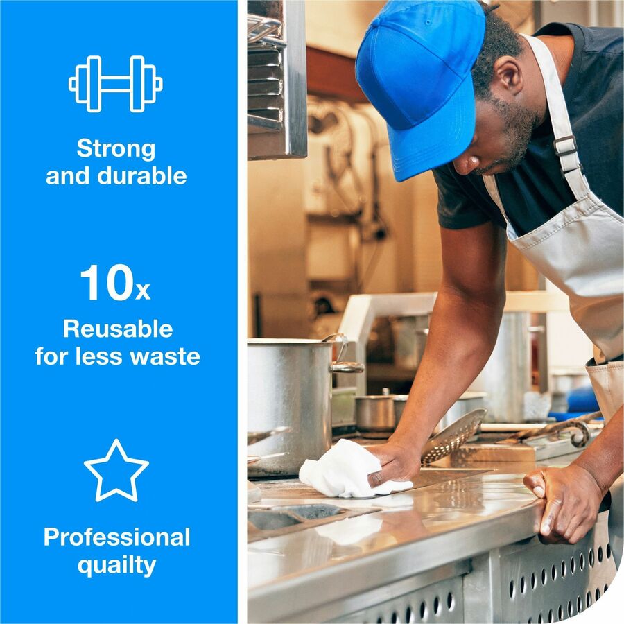TORK 2 in 1 Scouring and Cleaning Foodservice Towel White, Absorbent, 1 x 120 Sheets - For Surface, Food Service, Countertop, House - Towel - Non-scratching, Absorbent, Abrasive, Reusable, Soft, Flexible, Easy to Use, Durable, Tear Resistant, Quarter-f...