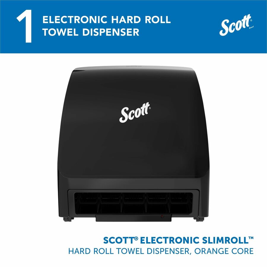Scott Automatic Slimroll Towel Dispenser - 7.2" Height x 11.8" Width x 12.4" Depth - Plastic - Black - Automatic, Compact, Hygienic, Wall Mountable, Touch-free, Dirt Resistant, Impact Resistant, Translucent - 1 Carton
