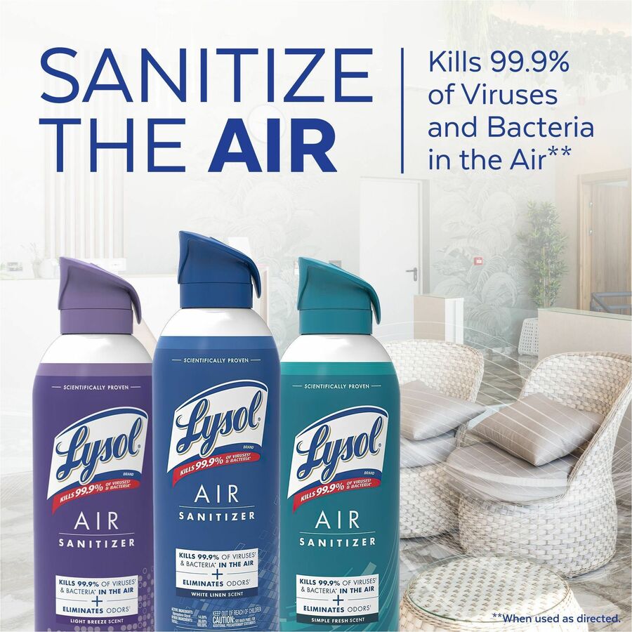 Lysol Air Sanitizer Simple Fresh - Spray - 10 fl oz (0.3 quart) - Simple Fresh - Antimicrobial, Odor Neutralizer - 1 Each