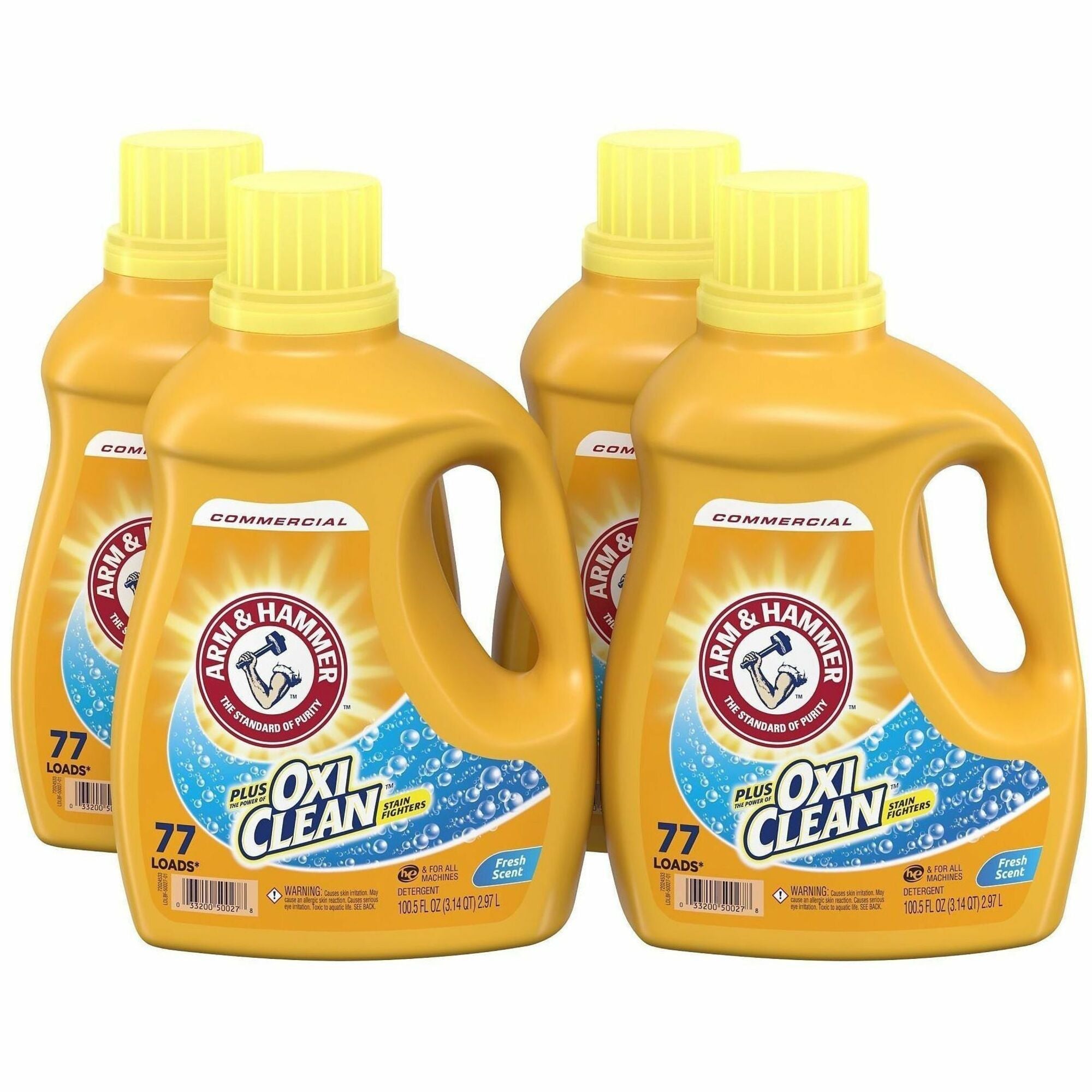 Arm & Hammer Liquid Laundry Detergent +OxiClean - For Commercial, Laundry, Washing Machine - Concentrate - Liquid - 100.5 fl oz (3.1 quart) - Fresh Scent - 77 Loads - Recommended For: Stain Remover, Soil Remover, Odor Remover, Dirt Remover - Wear Resis...
