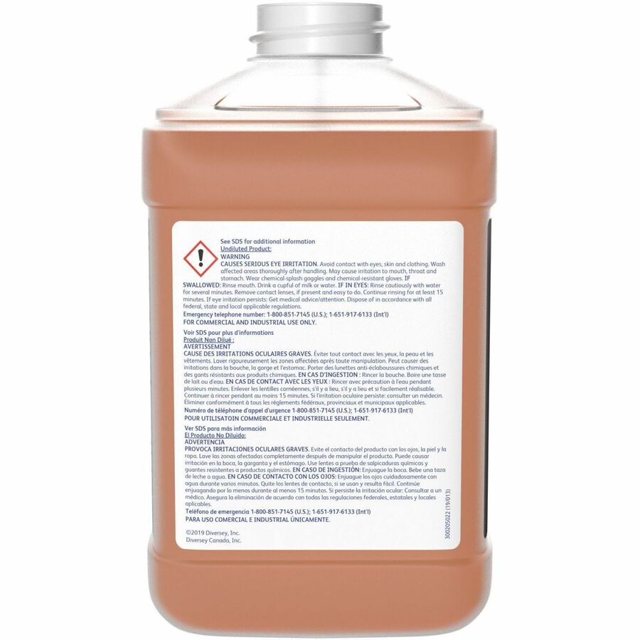 Diversey Stride Fragrance Free Neutral Cleaner - For Multipurpose, Multi Surface - Liquid - 84.5 fl oz (2.6 quart) - Fragrance-free, Low Foaming, Odorless - Orange - 2 / Pack