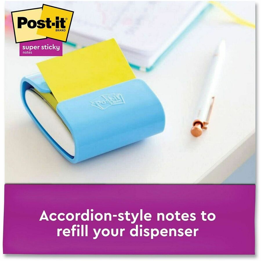Post-it® Super Sticky Pop-up Notes R330-10SSJOY, 3 in x 3 in (76 mm x 76 mm) - 900 - 3" Flag/Note Width x 3" Flag/Note Length - Rectangle - 90 Sheets per Pad - Unruled - Summer Joy - Super Sticky, Adhesive, Recyclable - 1 Pack