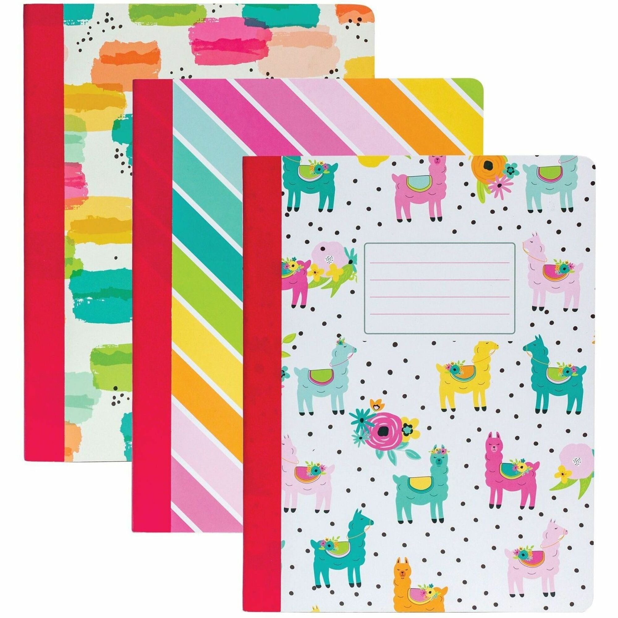 Pukka Pads 3 Pack Composition Books - 140 Pages - Printed - Stitched - College Ruled Front Ruling - 80 g/m² Grammage - 9 3/4" x 7 1/2" Sheet Size - Assorted Cover - 3 / Pack